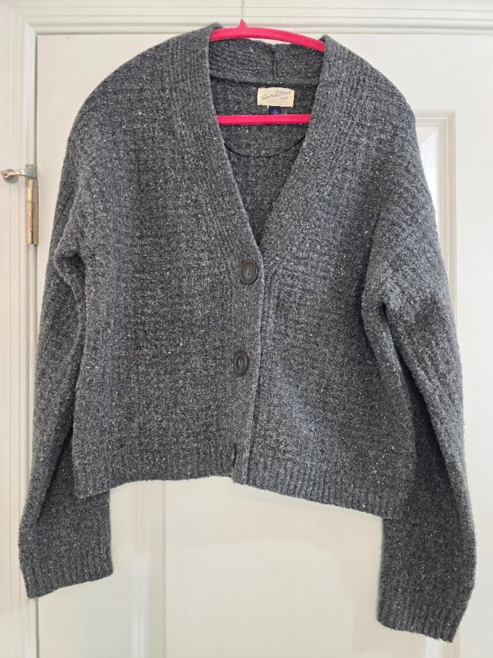 Universal Thread Button-Front Chunky Knit Cardigan - Charcoal